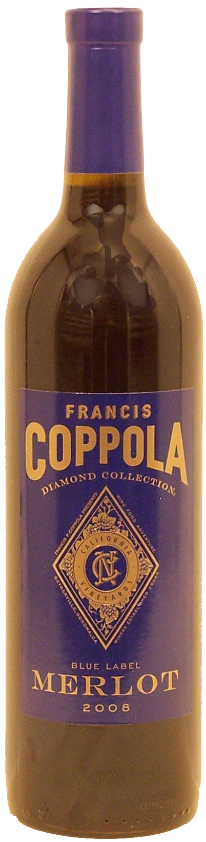 Francis Coppola&nbsp;Diamond Series&nbsp;Blue Label; merlot wine of California, 13.5% alc. by vol. Full-Size Picture